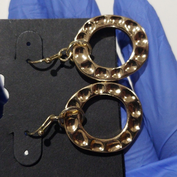 G by Gennaro Gold-Tone Textured Hoop Drop Earrings - Women's Fashion Jewelry - Picture 7 of 9